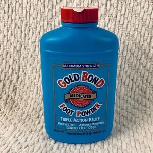 Gold Bond Foot Powder 4oz Blue Medicated Maximum Strength Triple Action